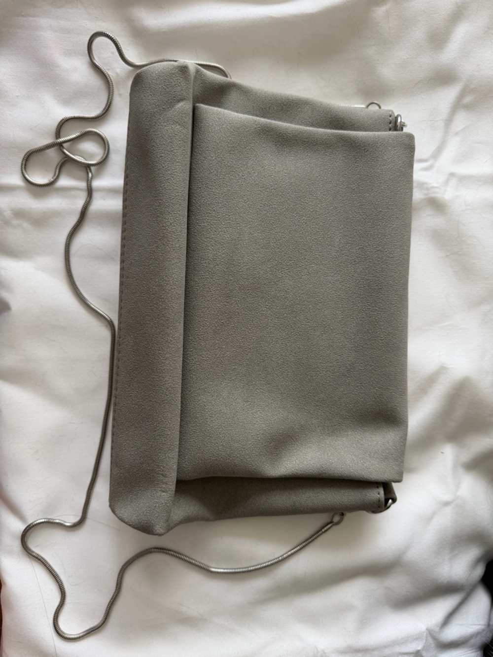 Minimal Grey Crossbody Clutch Bag with Chain Strap